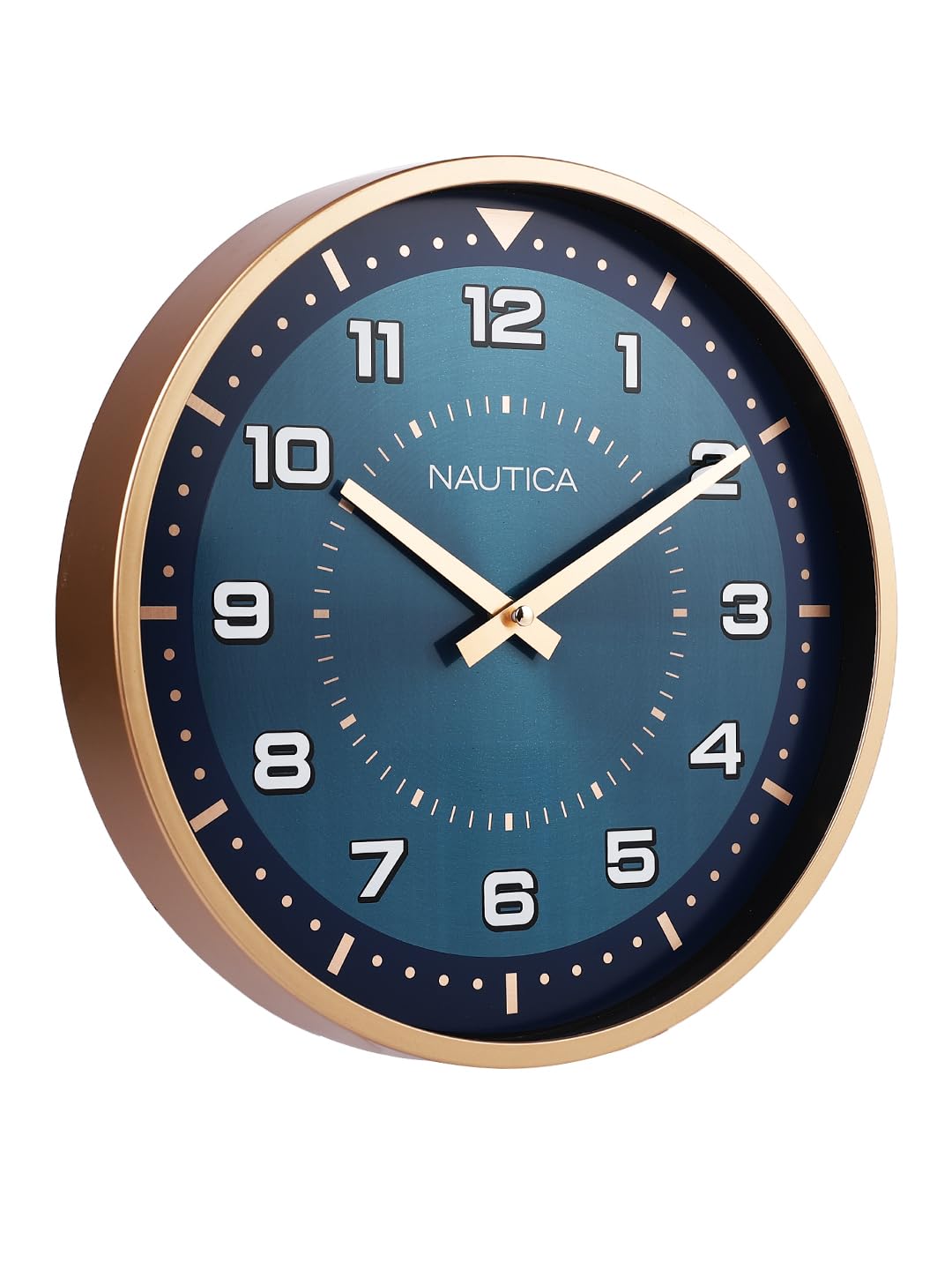 Nautica Luxury Finish Modern Wall Clock with Silent Non-Ticking Quartz Sweep Movement – 1pc|12 Inch|Decor Clock for Home, Office, Bedroom, Kitchen & Living Room (Abs)(Metallic Dial-Navy/Rosegold)