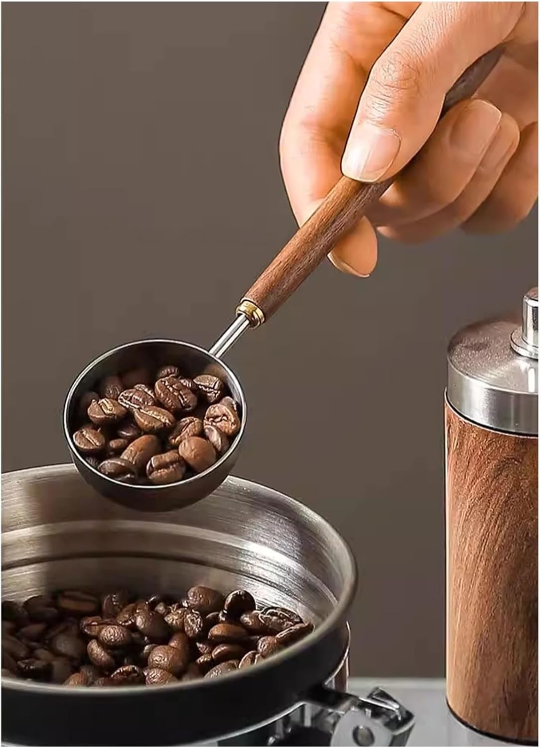 Coffee Spoon - Vintage Walnut Wood Handle, Stainless Steel Coffee Scoop ，Stainless Steel Tea Scoopand Seasoning Spoons(1set(3pcs))