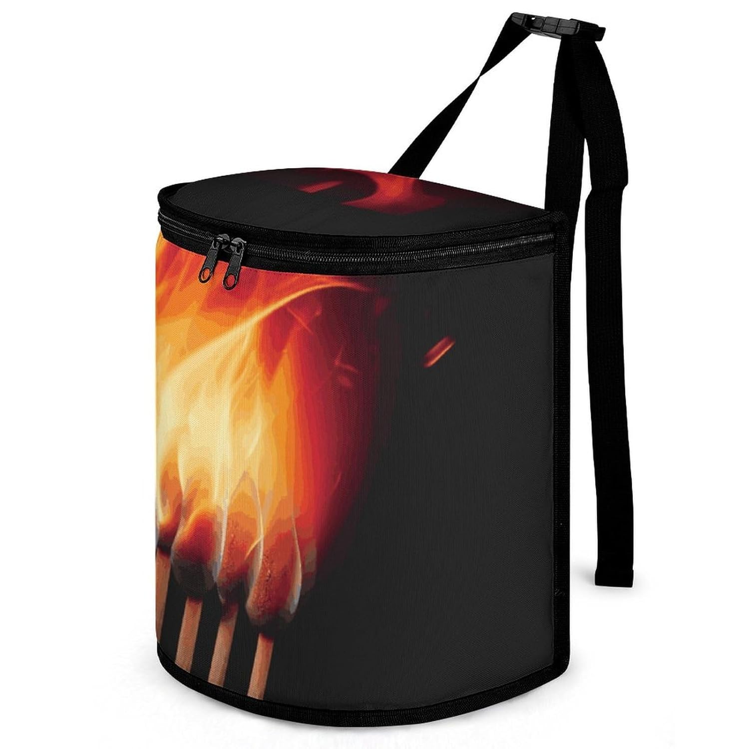 MUSM Leakproof Car Trash Can 2.5 Gallon, Durable Automotive Garbage Bag with Waterproof Liner, Flames Matches Trash Bag for Car, Truck, RV & Bathroom