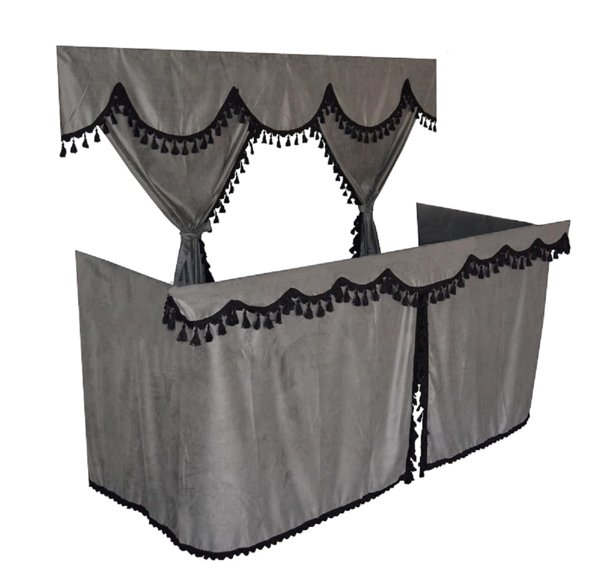 Generic Ensemble complet de rideaux gris avec passants noirs compatibles uniquement avec DAF Super Space – Cabines hautes et scania