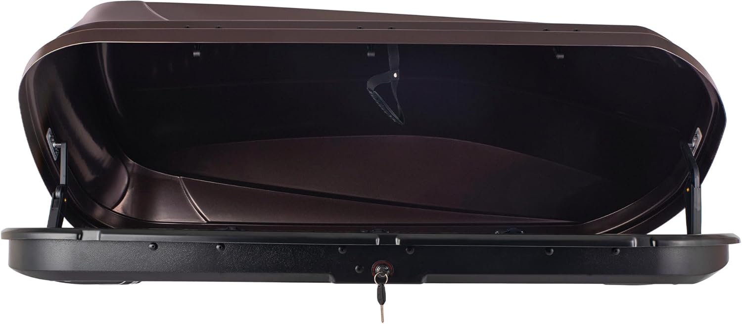 Hard Shell Roof Cargo Carrier with Security Keys, Roof Box, Cargo Box, 62 (L) x 31 (W) x 15(H) Inches, 14 Cubic Feet (Tool-Free Install), Brown