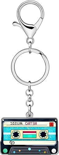 Miniatura 4 de NEWEI Llavero de cinta de casete de acrílico de los años 90 para mujer, decoración de fiesta temática de los años 80, Cinta de casete E