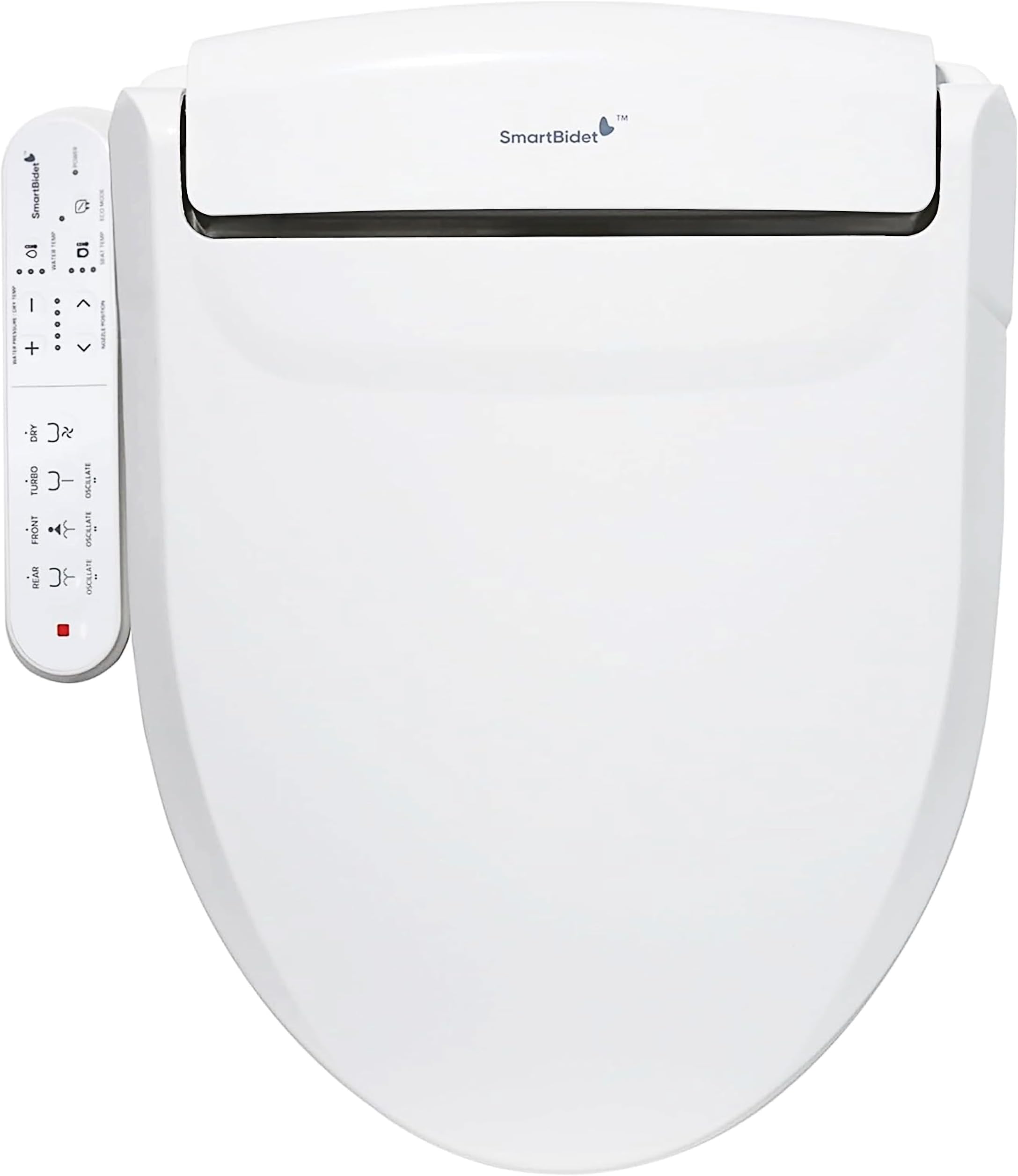 SmartBidet® SB-2000 Smart Bidet Electric Bidet Toilet Seat with Heated Seat, Warm Water, Air Dryer – Side Control Panel, Elongated