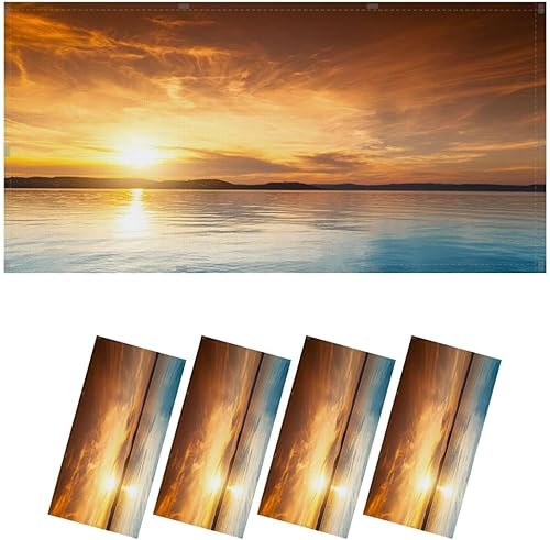 Miniatura 9 de Paquete de 4 cubiertas de luz fluorescente para luz de techo, filtros de luz de movimiento de paisaje marino morado al crepúsculo para aula,