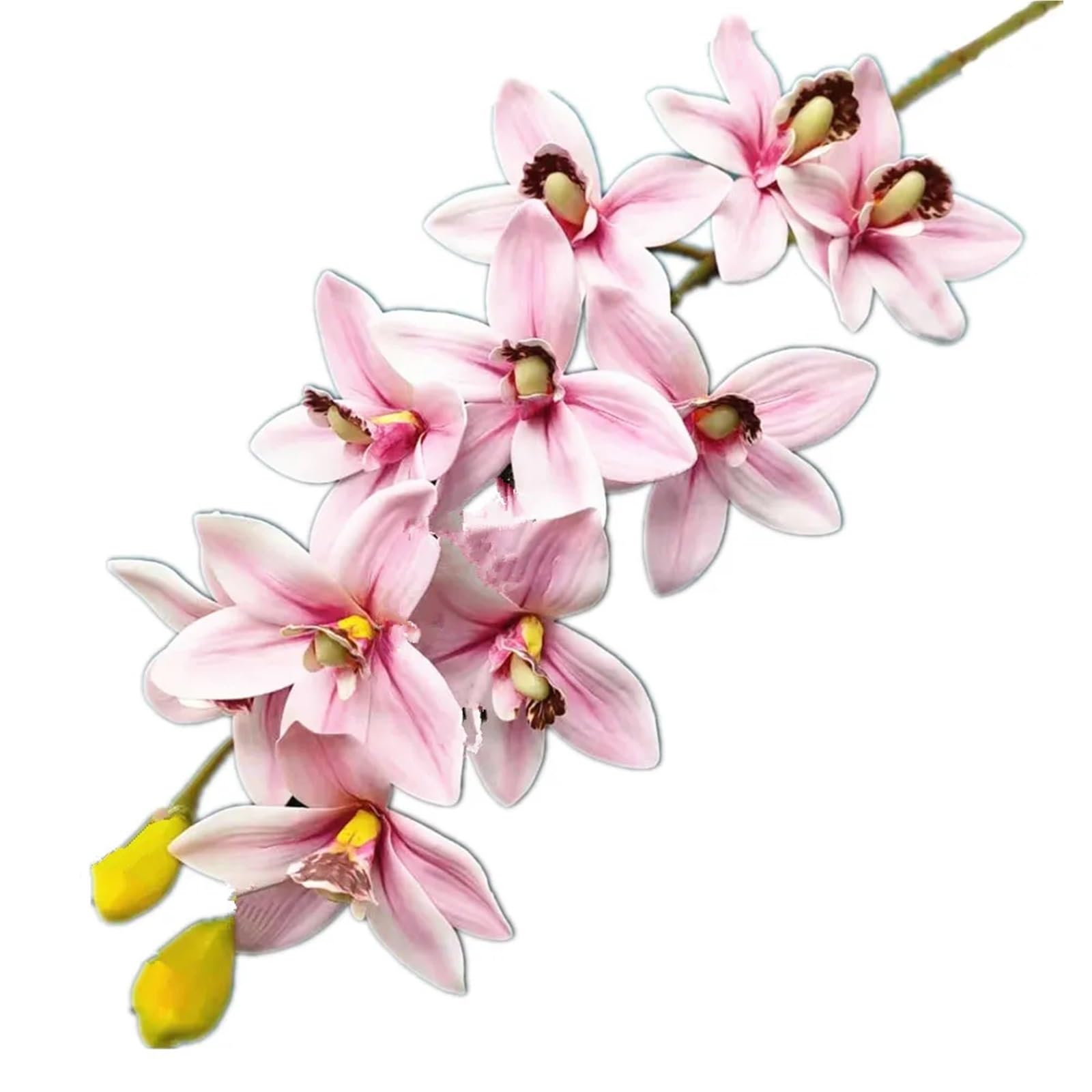 LuoAXINN Artificial Flower Branches 4pcs Artificial Cymbidium Hookerianum 10 Heads Simulated Vanda Phalaenopsis(Color11)