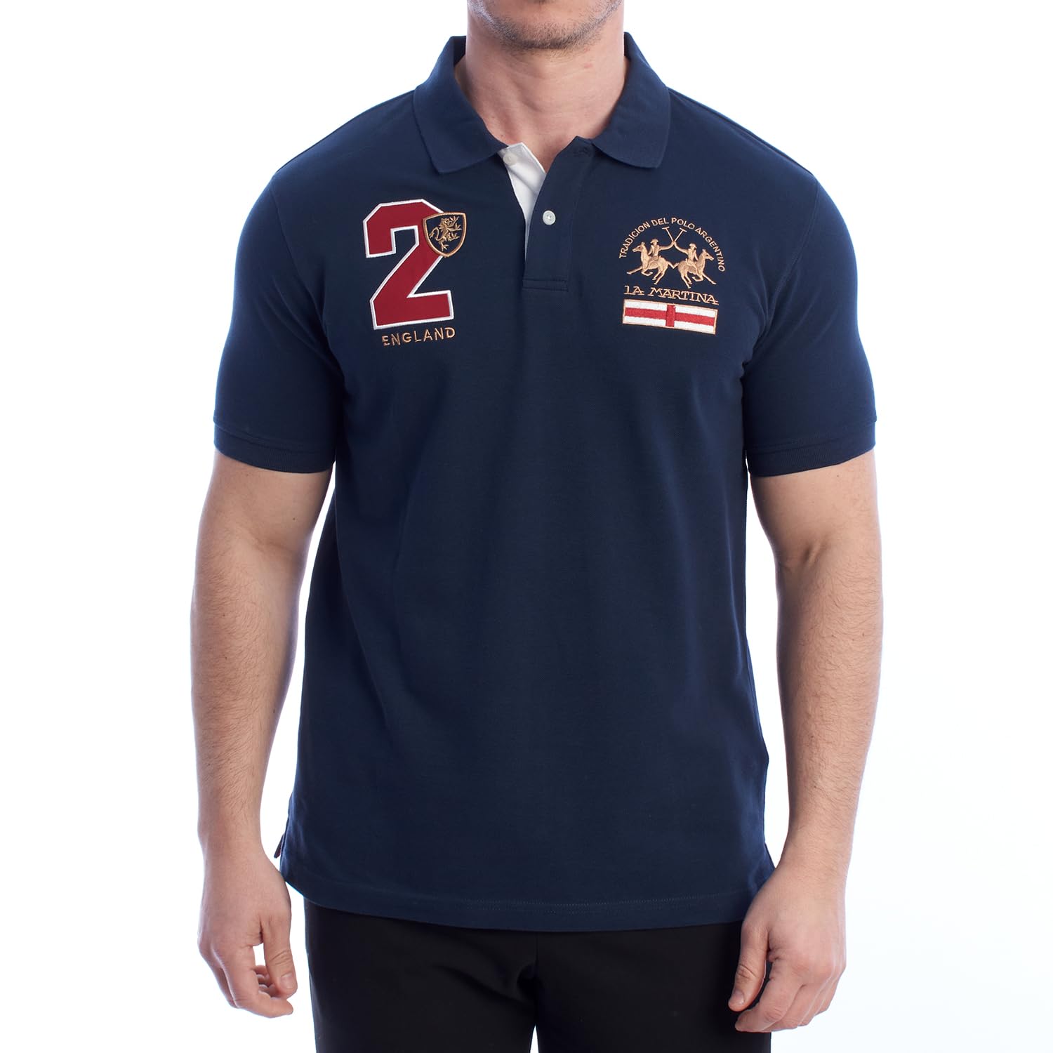 La Martina , Polo Shirts, Male, Blue, M, Classic Short Sleeve Polo Shirt