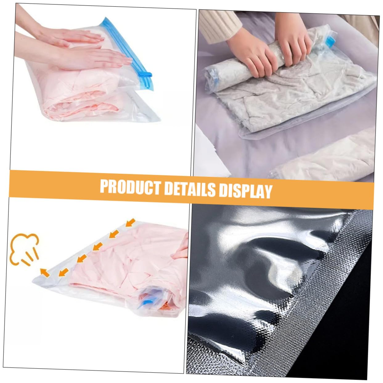 12pezzi Sacchetti da Viaggio per Compressione Borse Compatte Arrotolabili Sacchetto di Compressione Sottovuoto senza Pompa per Viaggi e Conservazione