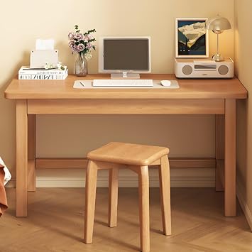 Desk, Table, Computer Desk, Width 55.1 x Depth 23.6 x Height 29.5 inches 140 x 60 x 75 cm, Home Work, Wood Color, Load Capacity 440.5 lbs 200 kg, For Remote Working, Wood, Natural Wood