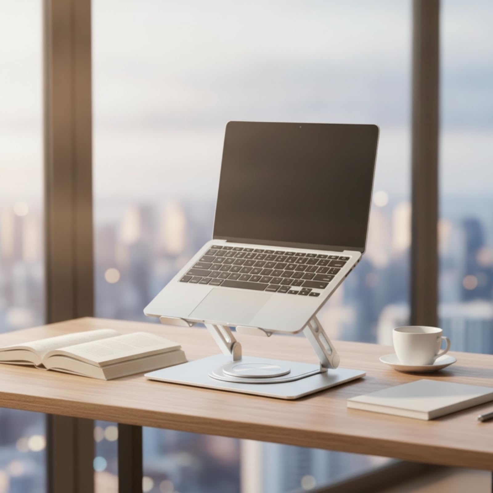 Gralara Supporto Computer Portatile Ergonomico Supporto Laptop da Scrivania Salvaspazio Porta Computer da Scrivania per Professionisti, Studenti, Ufficio, E19-Foldable