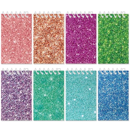 Image of Glenmal 8 Pcs Mini Notepads for Kids Party Favors Mini Tie Dye Note Pads Glitter Colorful Little Pocket Notepads for Girls Gift Classroom Rewards 20 Pages Each (Solid Color)