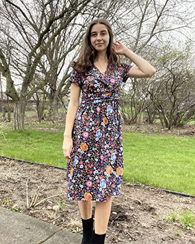 Image of Newshows Women's Pockets Wrap V Neck Floral Summer Vacation Casual Sundress | Wrinkle Free, Stretchy, Summer Beach Floral Sundress 2026, Casual Dress for Vacation, Guaduation, Side Pockets, A-line