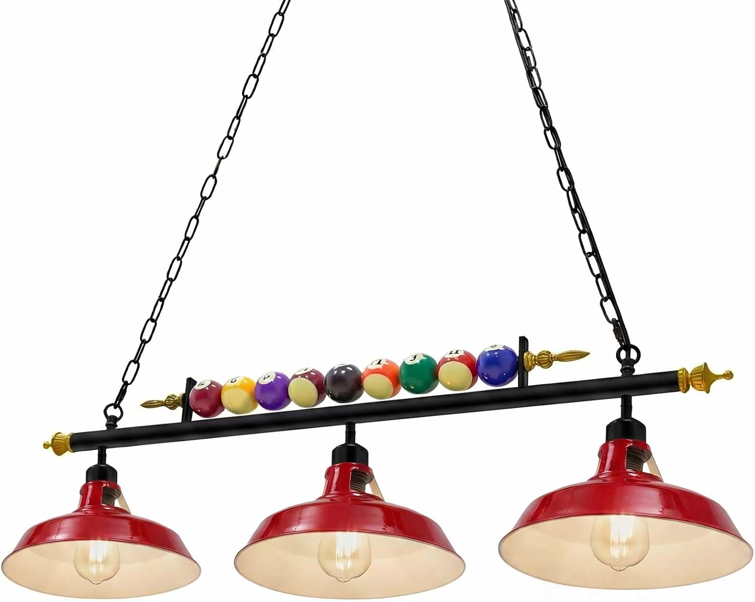 Adjustable Pool Table Lights for 7'-8' Billiard Light Hanging Pool Table Fixture Lighting Pendant Lamp with Metal Shades for Game Rooms (Bulb Not Included)(Black,4 Lights)