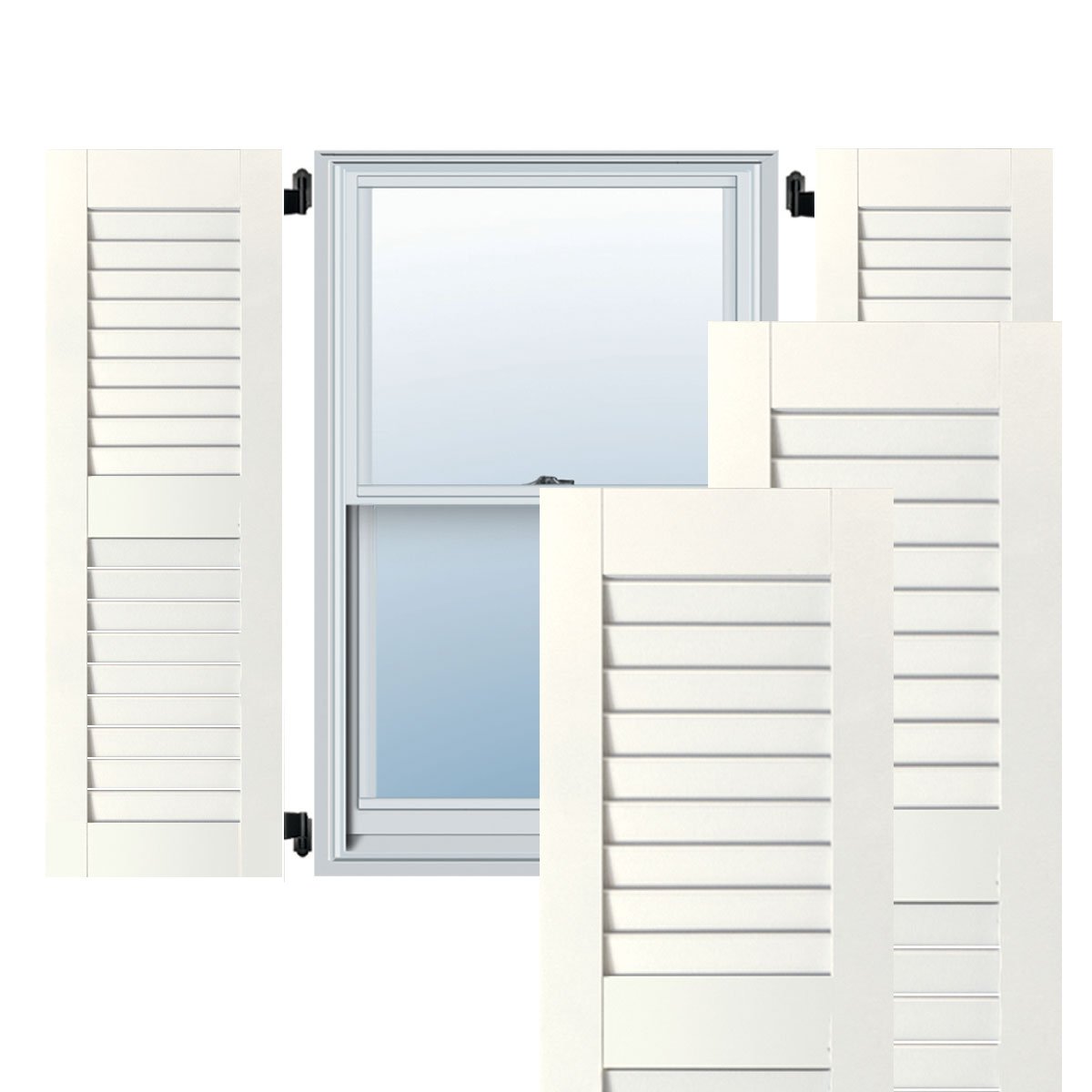 Ekena Millwork RWL15X050PRP Exterior Real Wood Pine Louvered Shutters (Per Pair), Primed, 15"W x 50"H