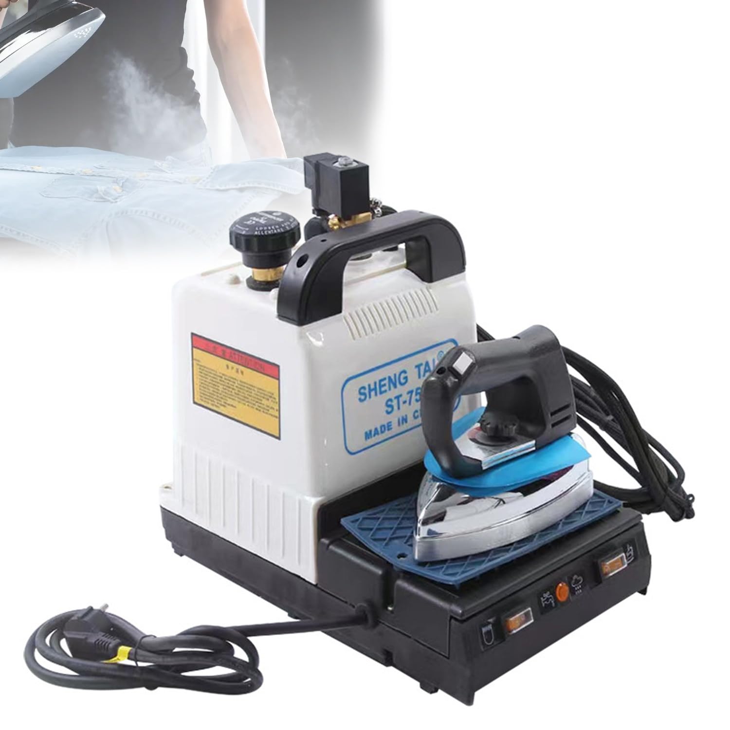 ZenHailure 1600w Industrial Steam Iron Boiler Station with 2l Large Water Tank Built-In Pressure Gauge & Adjustable Temperature,Drip-Steam Output,Heavy-Duty Commercial Ironing Gear