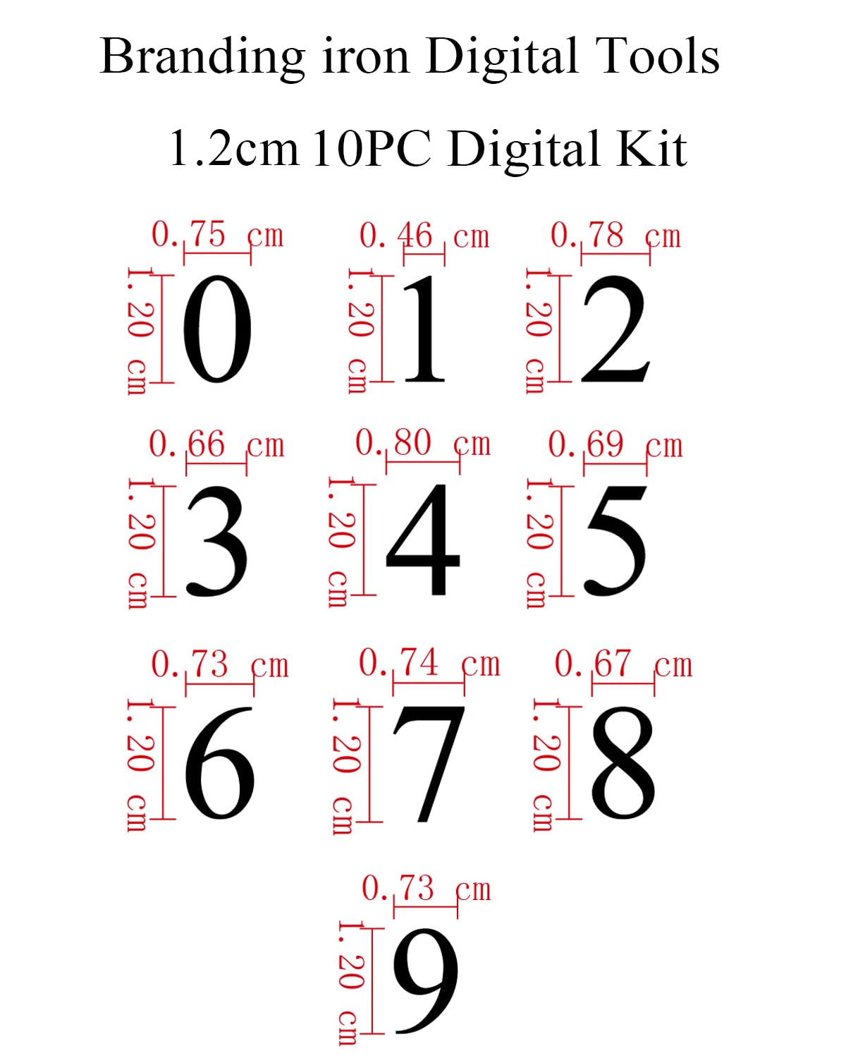 Holzbrennen-Buchstaben-Set, 26 Stück, Alphabet-Markenstempel für Holz, Leder, Hüte, Grillbrot, mit einem 60 W elektrischen Brandeisen (1,2 cm, 10 Zahlen)