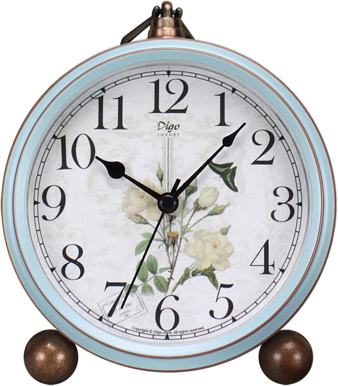 Plmmperation Classic Vintage Clock - Elegant and Decorative Analog Silent Non-Ticking Table Clock，Battery Operated & Quartz Movement (Rose1)
