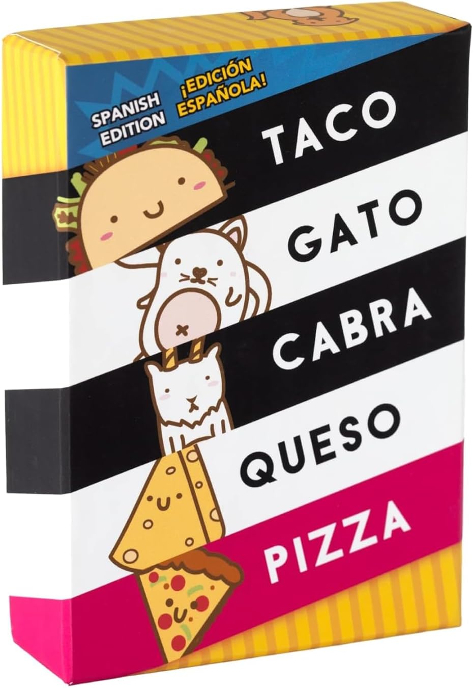 Dolphin Hat Games Taco Cat Goat Cheese Pizza - Spanish Edition! ¡Taco Gato Cabra Queso Pizza - Edición Española! Ages 8+, 10-15min Play time, 2-8 Players