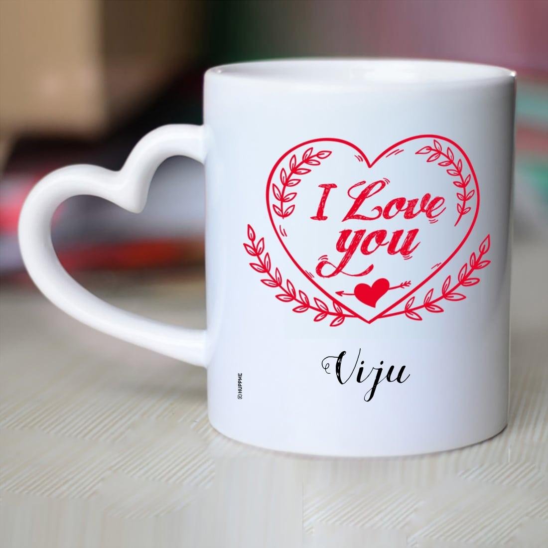 Buy Huppme I Love You Viju Heart Handle Mug, 350 ml, White Online