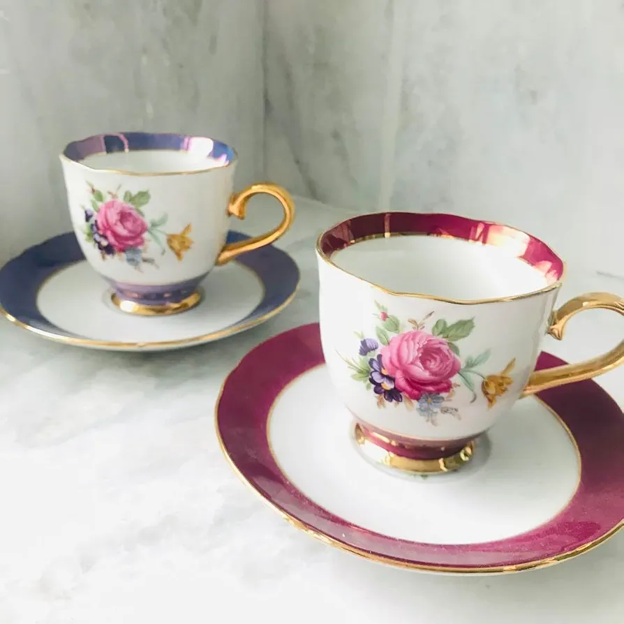 大橋陶器　デミカップ　カップ＆ソーサー　箱付き　926エンヂ　かわいい昭和レトロ 大橋陶器 デミカップ カップ＆ソーサー 箱付き 926エンヂ