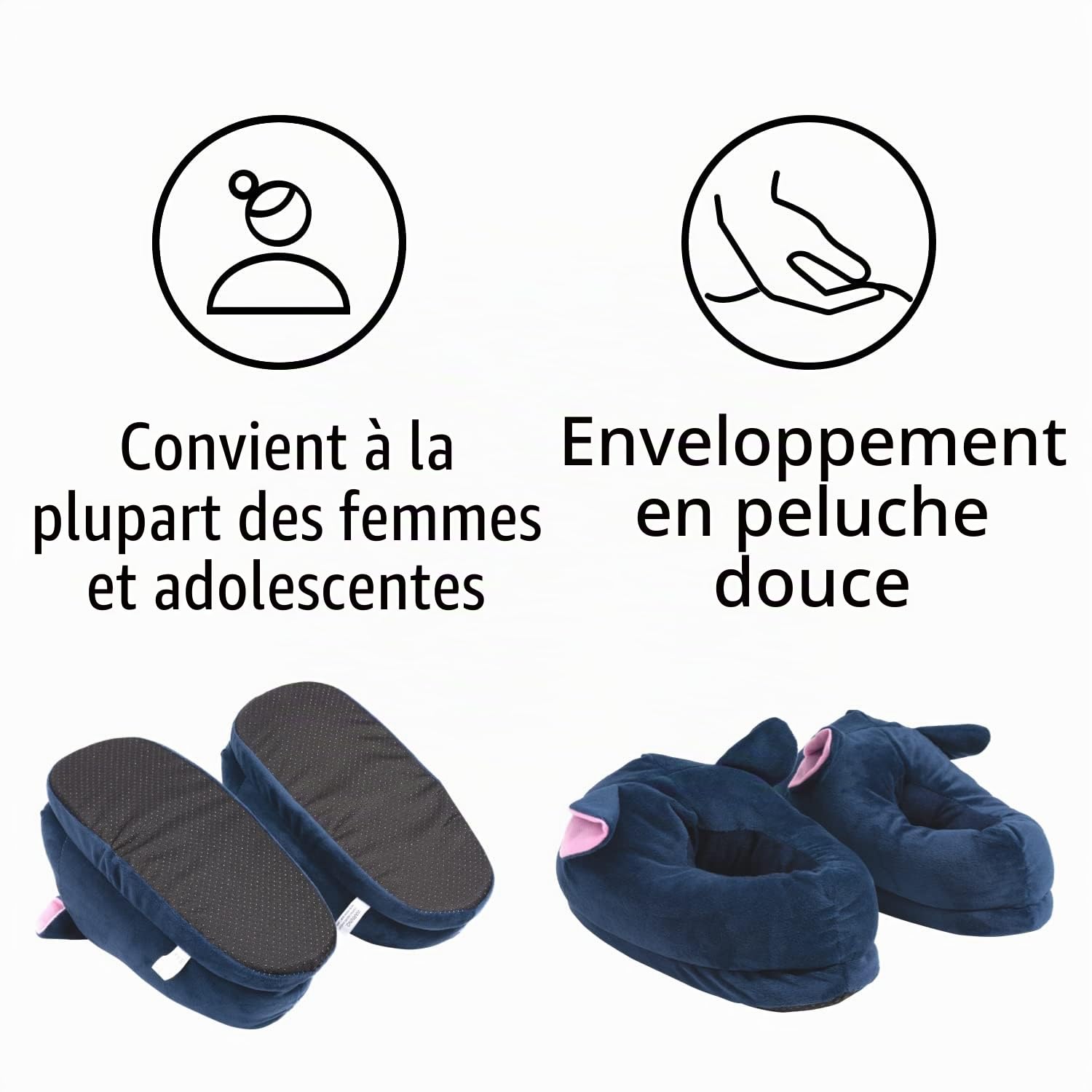 BelugaDesign Glopastel Chaussons Cat Luna | Chaussures de maison à enfiler mignonnes Anime Moon Fuzzy | Taille unique Adultes Femmes Hommes (Bleu)