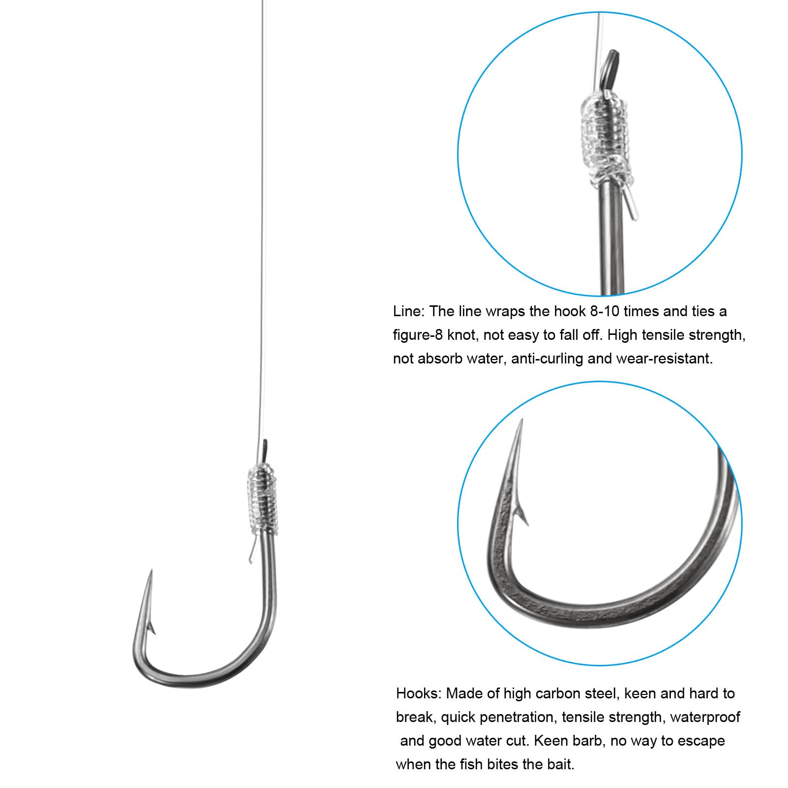 PATIKIL 3# Small Fishing Hooks with 36cm Line - Image 4