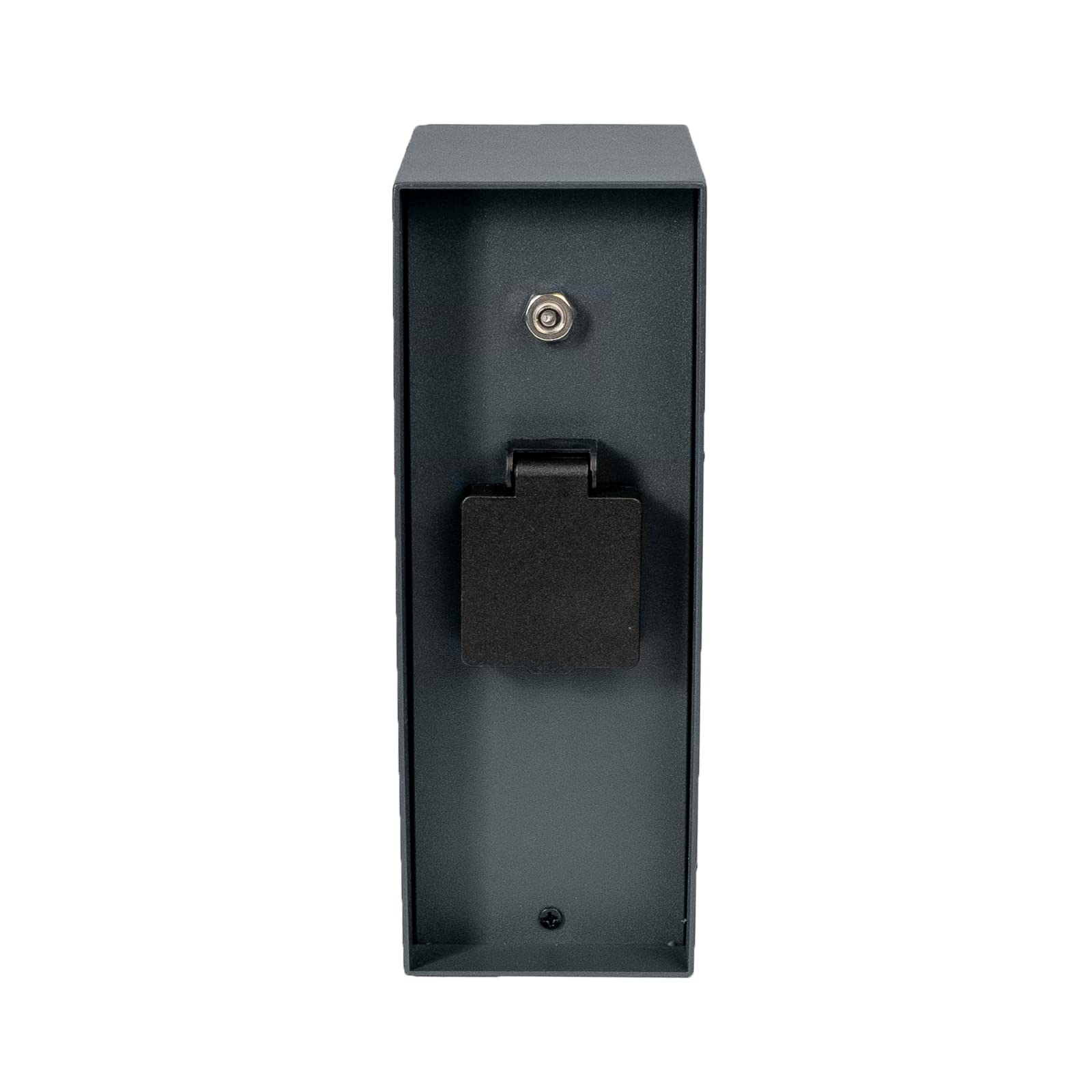 Grafner Edelstahl Design Gartensteckdose Dämmerungssensor, 3 Steckdosen, IP44, eckig, anthrazit, KEIN ROST – Pulverbeschichtung, Energiesäule Mehrfach Metall Außen Steckdose schwarz Helligkeitssensor