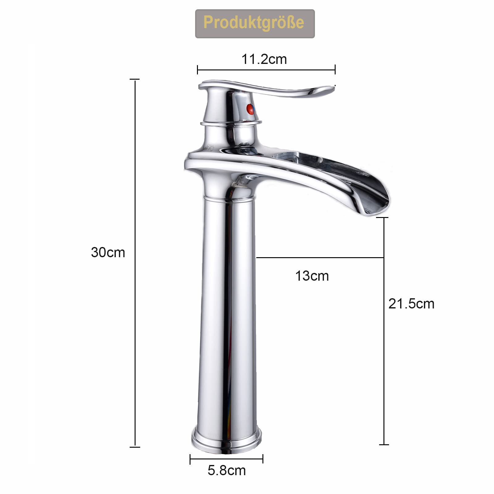 Waschtischarmatur Hoch Chrom, Wasserfall Wasserhahn Bad Retro, Waschbecken Armaturen Badezimmer, Badarmatur aufsatzwaschbecken Einhebel Mischbatterie Antik aus Messing