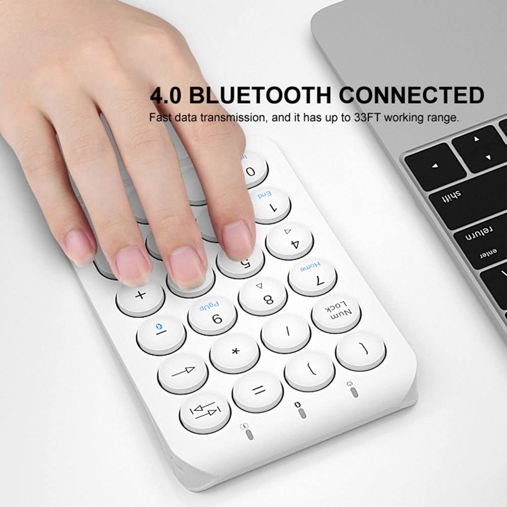 Pavé NuméRique sans Fil Bluetooth Clavier NuméRique Touches Rondes Pavé NuméRique 22 Touches Clavier NuméRique Rechargeable (Rose)