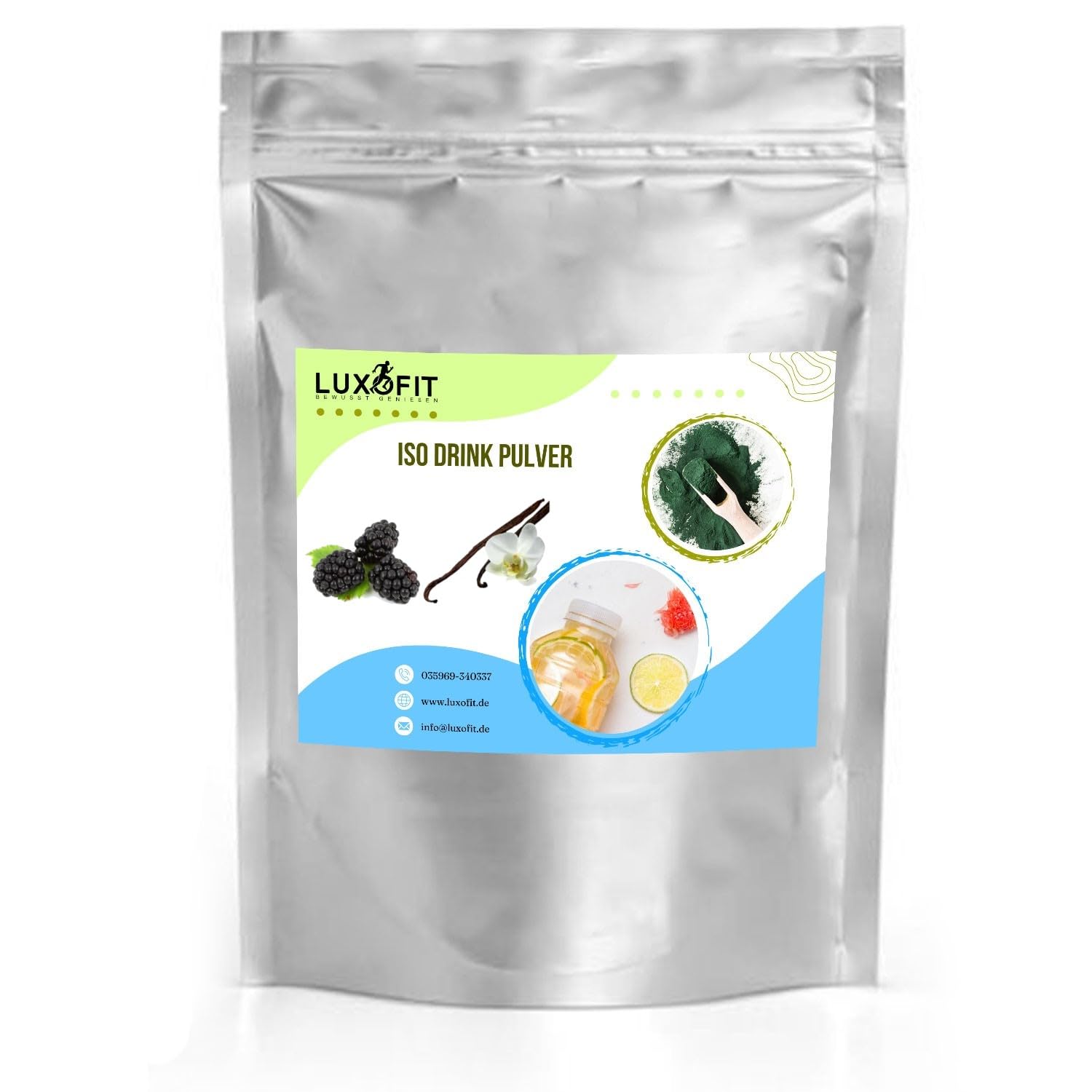 Luxofit Vanille Brombeere Getränk isotonisch Iso Drink Pulver, Sportlergetränk, erfrischender und intensiver Geschmack, schnelle und einfache Zubereitung, Made in Germany (10 Kg)