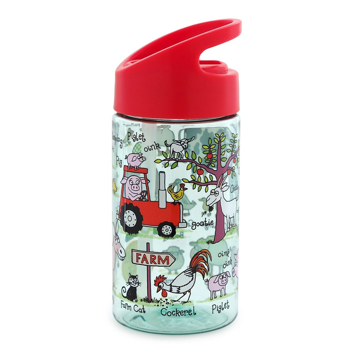 Tyrrell Katz Kids Farm Printed Flip Top Drinking Bottle with Straw - Dishwasher Safe Lightweight Unisex Children's School Water Flask - 400 ml โ image 1