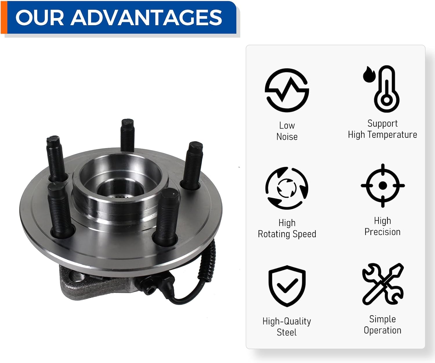 PAROD 2PCS 513270 Front Wheel Hub & Bearing Assembly fit for 2007-2011 Dodge Nitro, 2008-2012 Jeep Liberty w/ABS