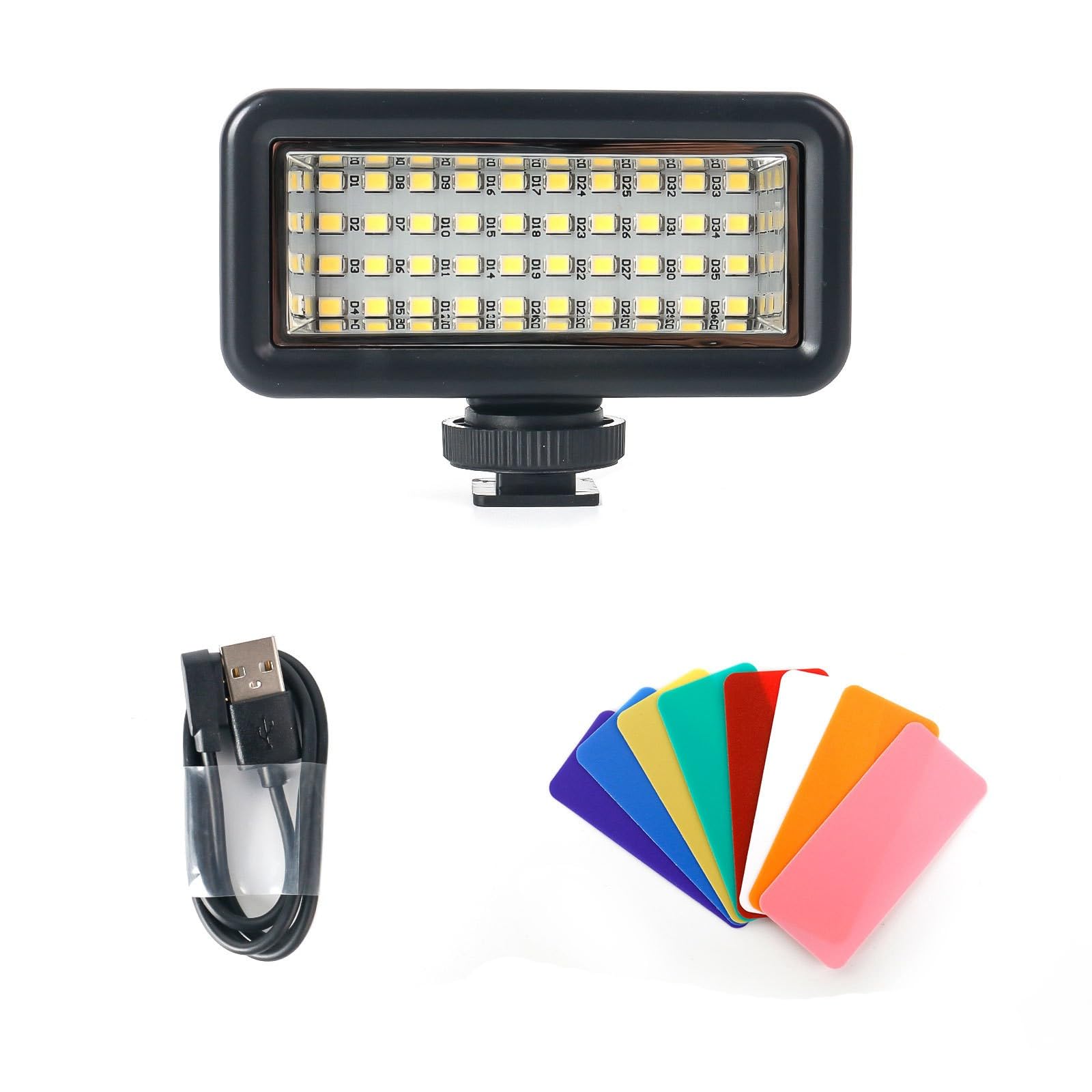 Luz de cámara deportiva sin problemas para montajes, recargable, 40 m de profundidad, equipo de iluminación de vlogging