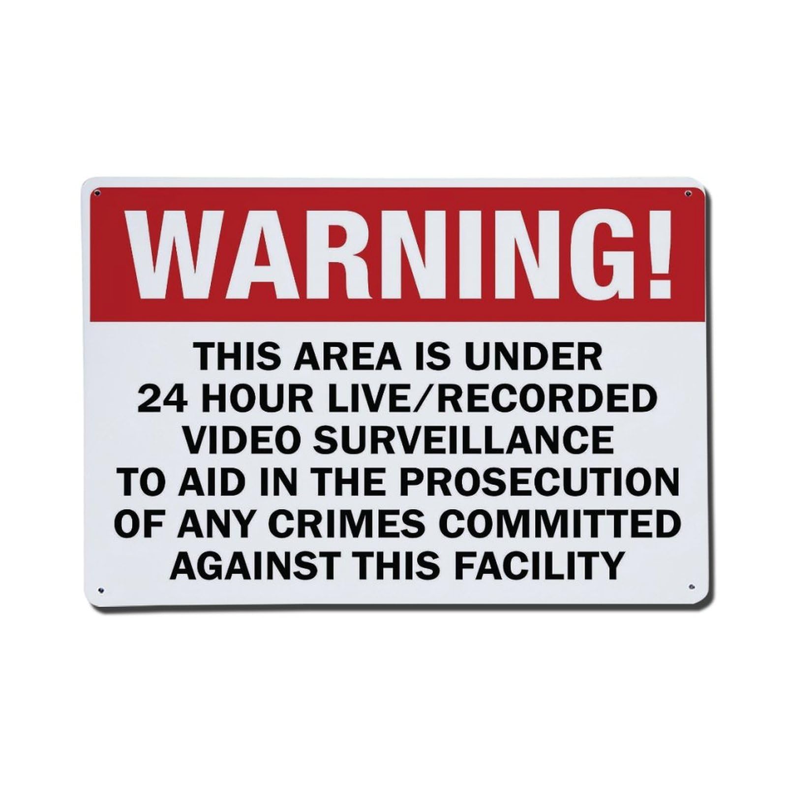 Warning 24 Hour Video Surveillance Sign Vintage Aluminium Metal Sign, Retro Wall Decor for Home, Bar, Garage & Farmhouse 20x30cm