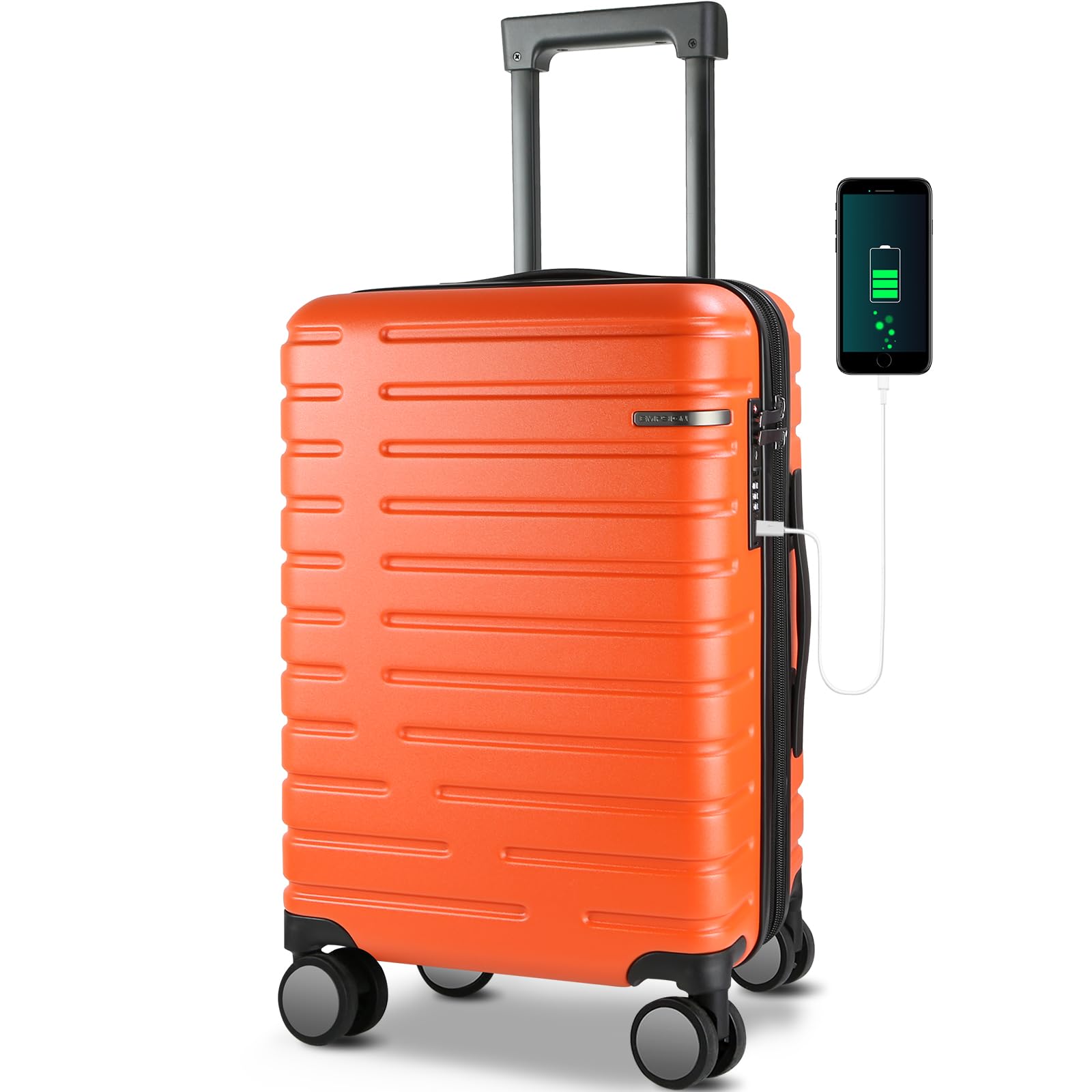 Carry On Luggage with Spinner Wheels, 20-Inch, Orange