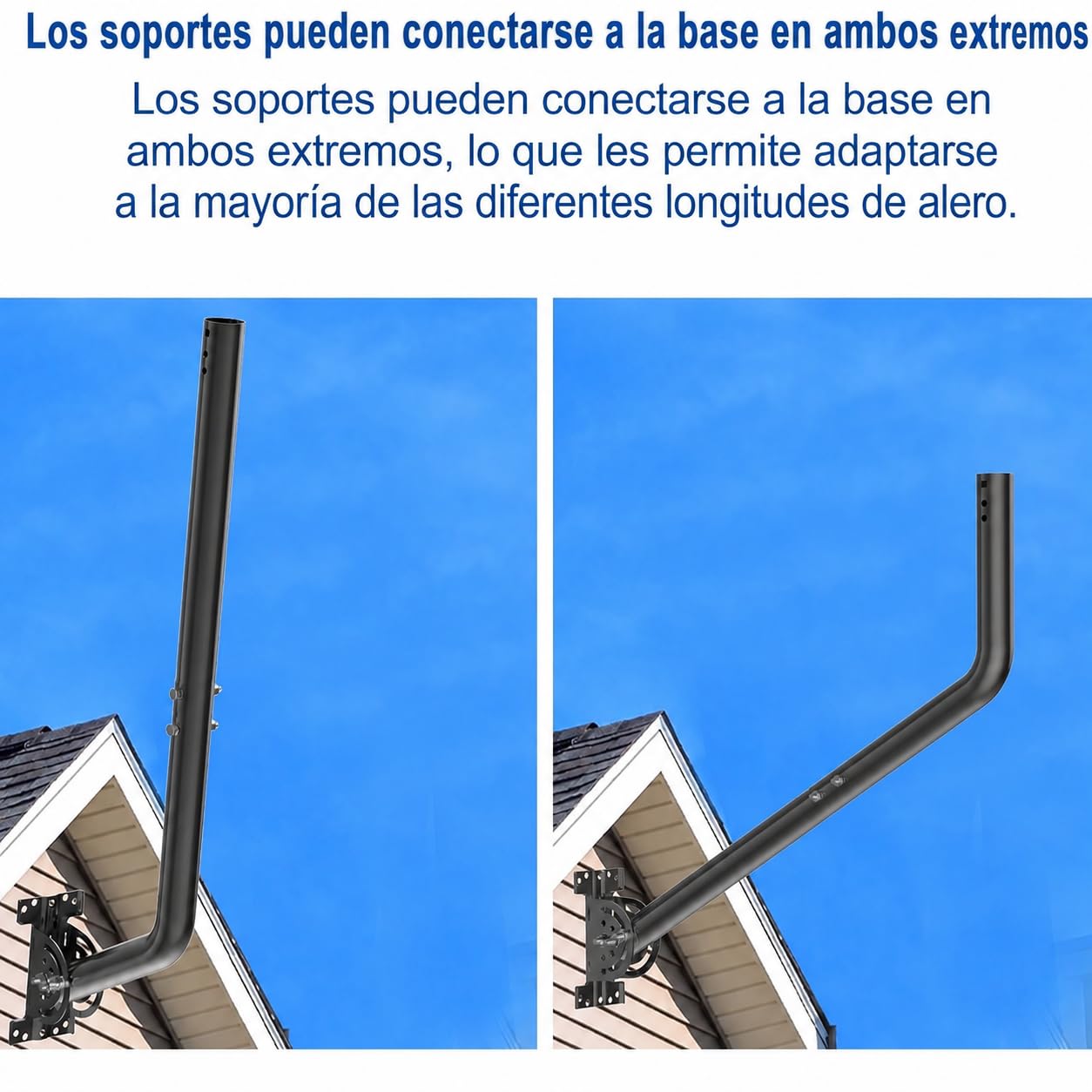 Mástil de Antena Universal para Antena de TV, satélite, Radio y WiFi, Soporte Ajustable y Soporte de Pared (Negro - 52 cm)