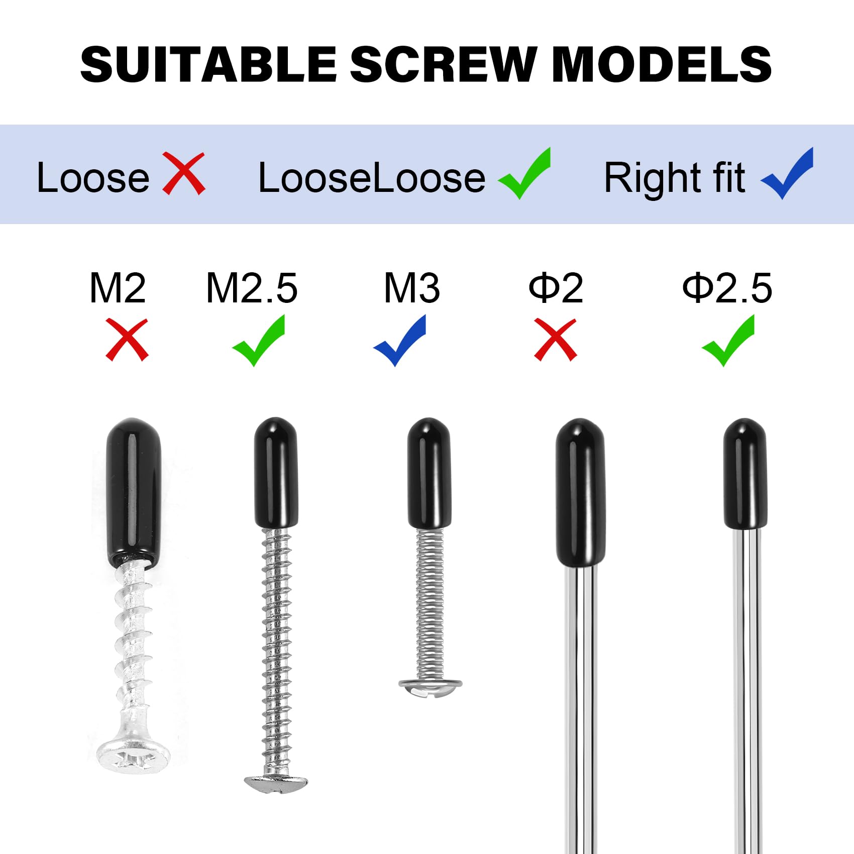 Ruitutedianzi 100Pcs Rubber End Caps 4Mm ID PVC Round Tube Bolt Cap Cover Screw Thread Protectors Black