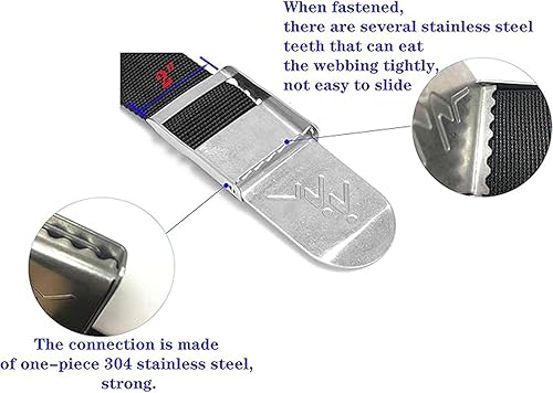 Miniatura 3 de MOOCY Hebilla de cinturón de peso de acero inoxidable de 2 pulgadas, hebilla de cinturón de buceo con 3 ranuras, hebilla de cinturón