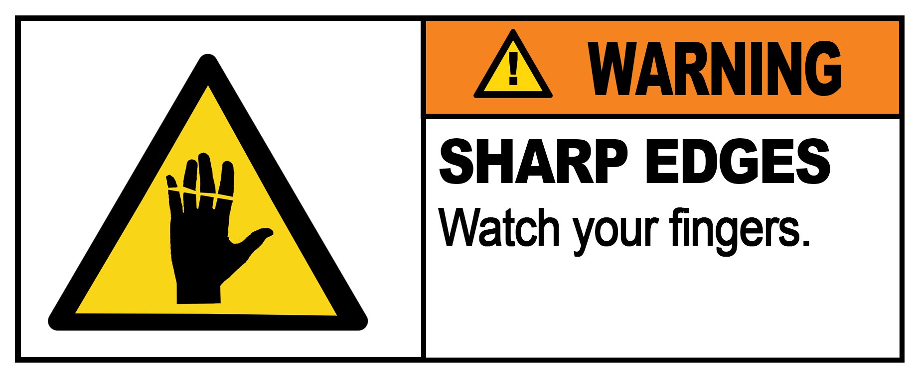 Party Decor Warning - Sharp Edges - Warning Sign Removable Self Adhesive Label - 100Mm X 148Mm - Pack Of 4