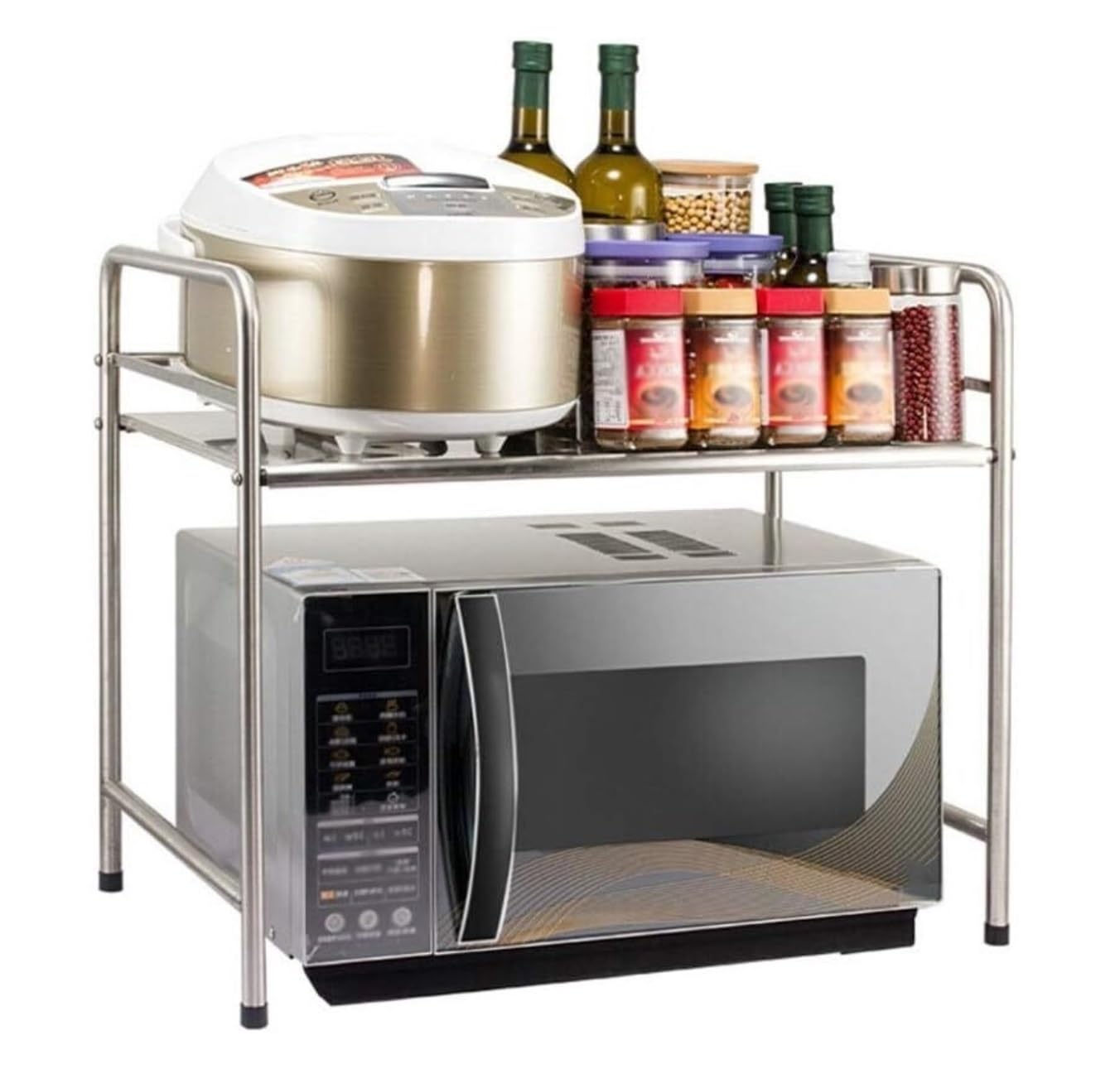 AZHKJKZH Microwave Rack Stainless Steel Microwave Oven Rack Kitchen Countertop Storage Stand Shelf Shelves Kitchen Furniture(55 * 35 * 52cm)