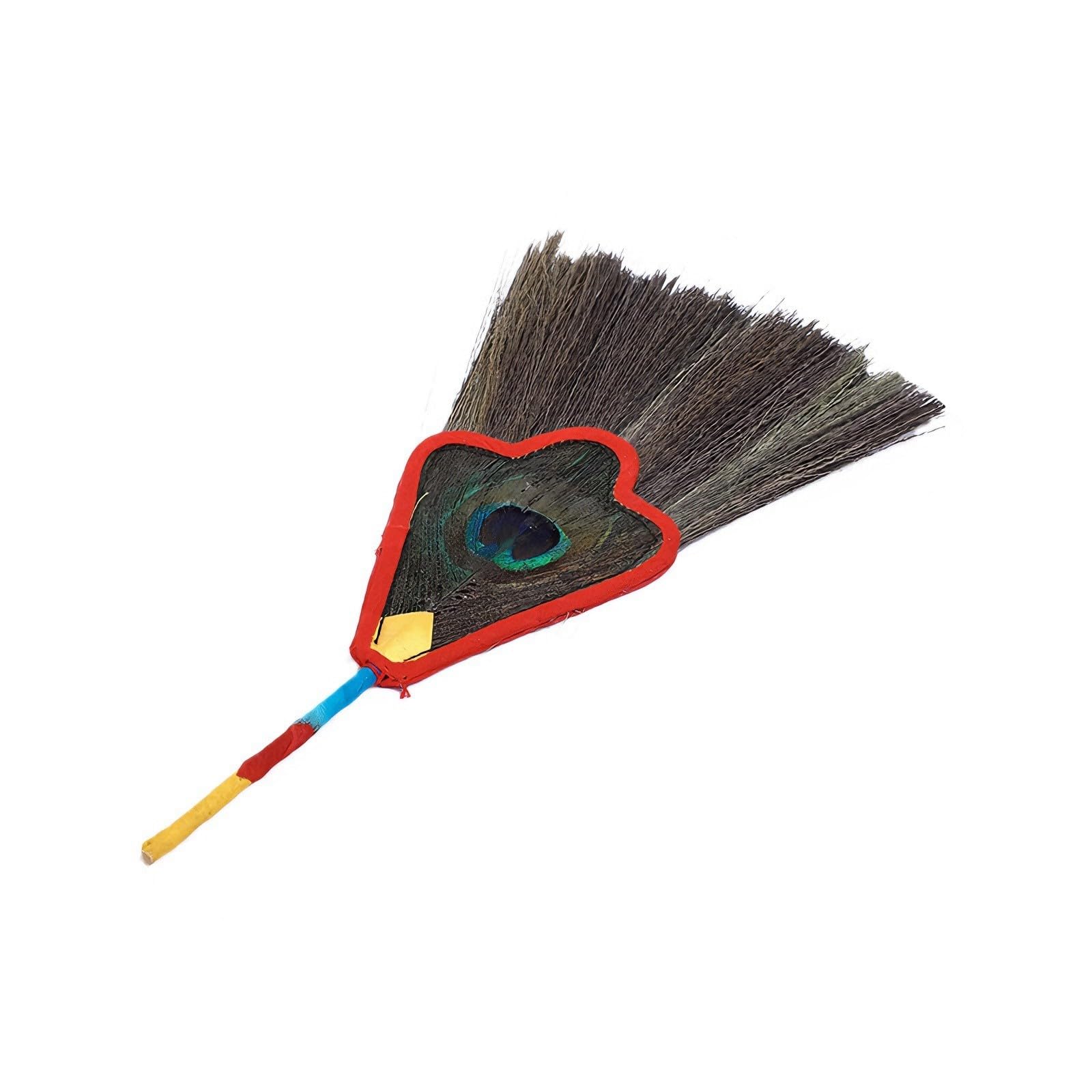 Buxuaaaa Auspiciously Grass Satins Peacocks Hand Fan Tibetan Decoration for Living Room and Buddhism Theme Collectibles Gift Cultural Fan