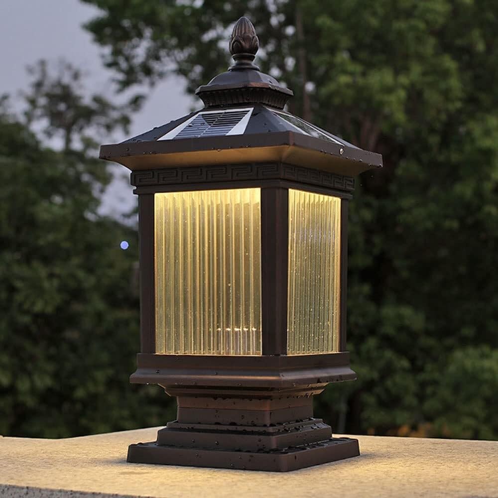 Osobowość Solarne Lampy Słupkowe, Zewnętrzne IP55 Wodoodporne LED Lampy Słupkowe, Dziedziniec Europejskie Oświetlenie Solarne Lampy Słupkowe, Do Willi, Ogrodu, Ogrodzenia(One Color-6.1in)