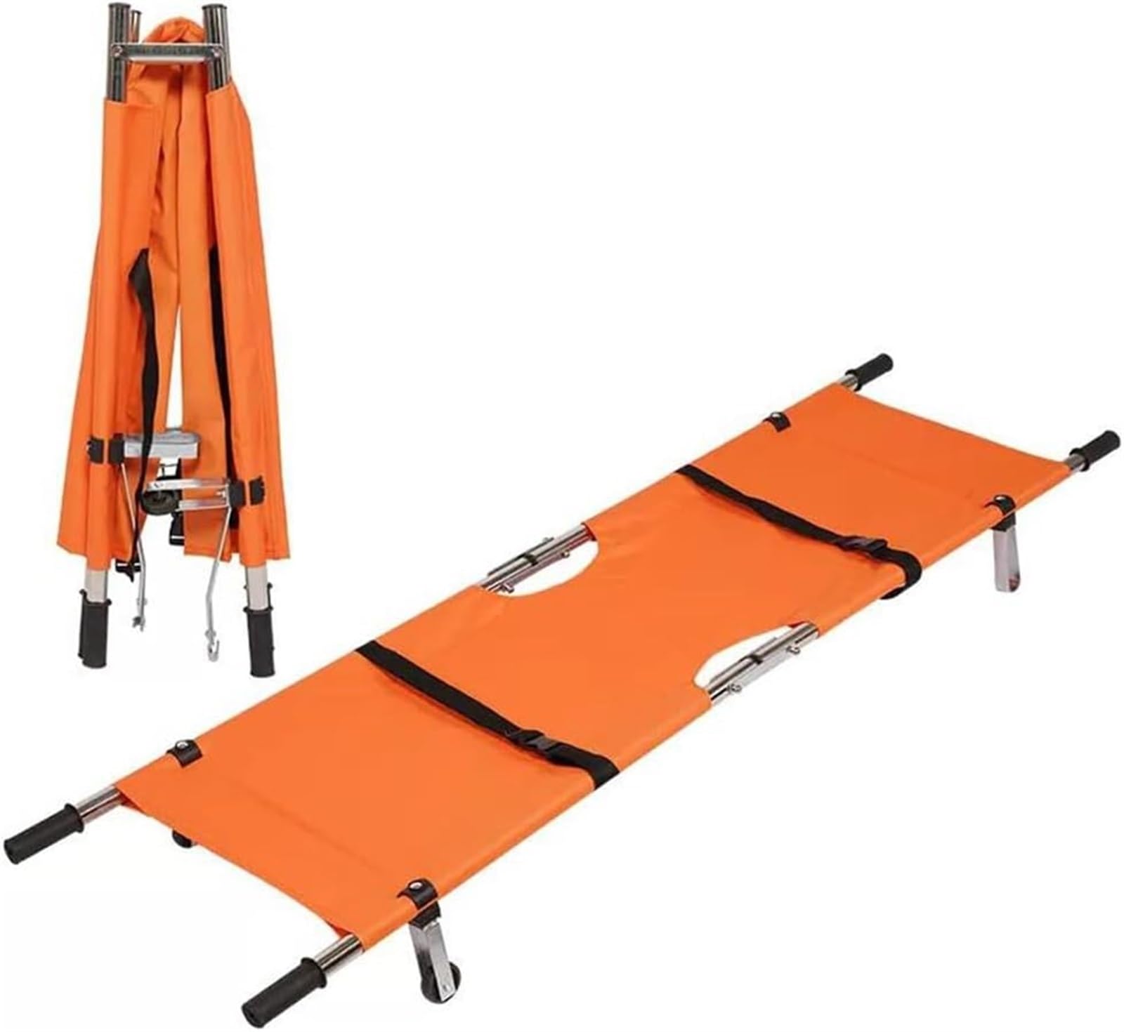 Stretcher Bed Emergency Stretcher,Folding Stretcher, Portable Stretcher, Emergency Help Folding Stretcher with Heavy Duty Handles Lightweight Gurney Stretcher for Hospital Home(Orange)