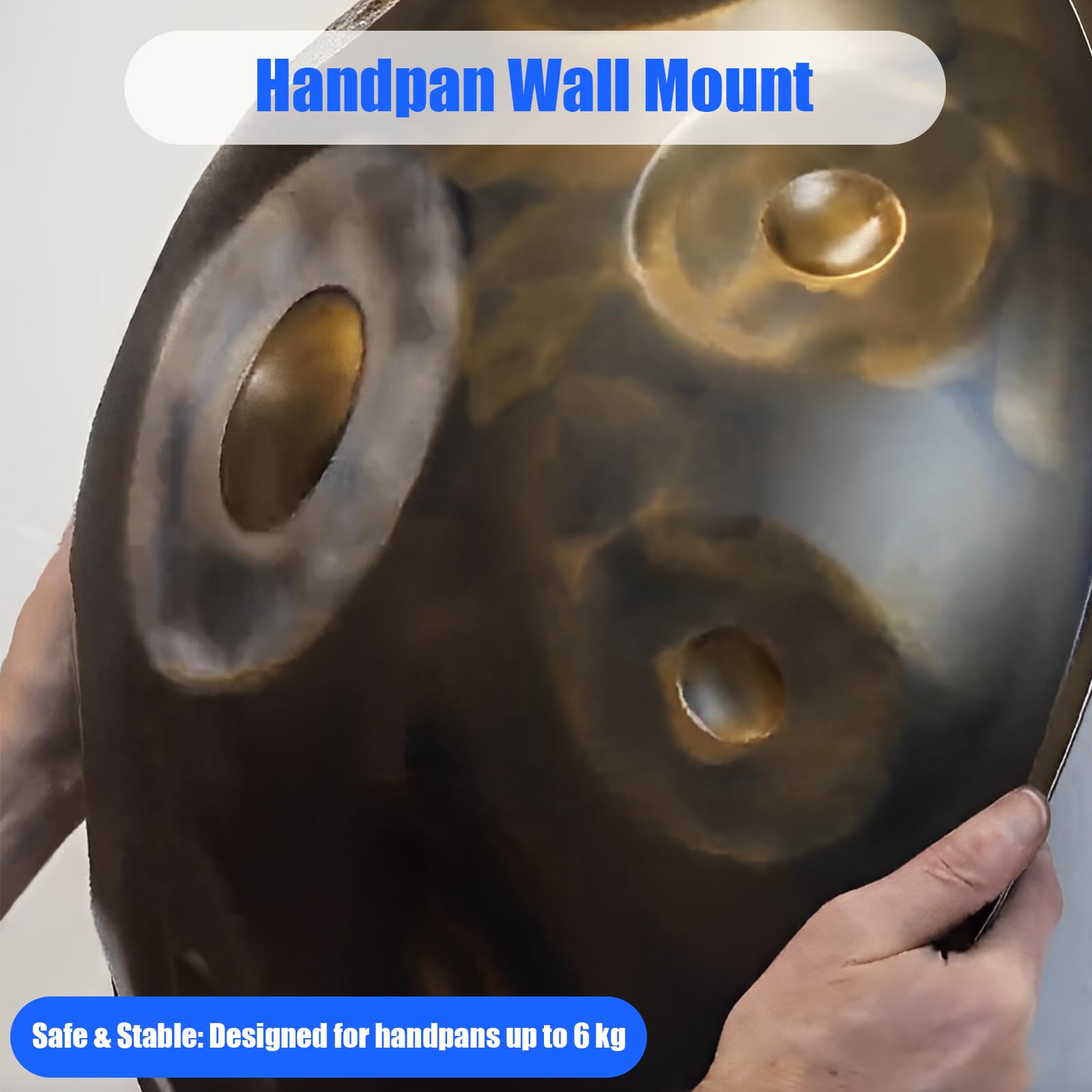 Handpan Wandhalterung, Handpan-Drum Instrument Aufhänger mit Gummi-Puffern, Zungentrommel Wandhalterung für Hand Pan Spieler (Weiß)