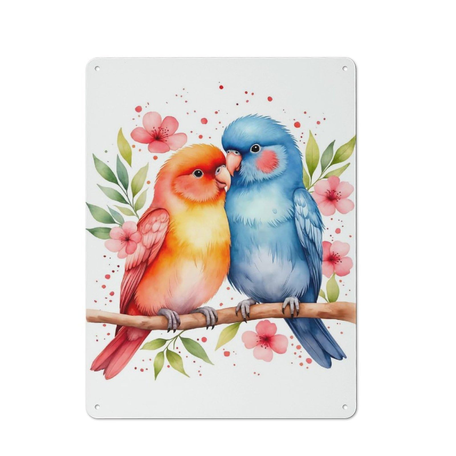 Garage Style Lovebirds Decorative Metal Plaque 40x30cm, Garage Wall Decor for Workshop, Basement, Shed Or Games Room