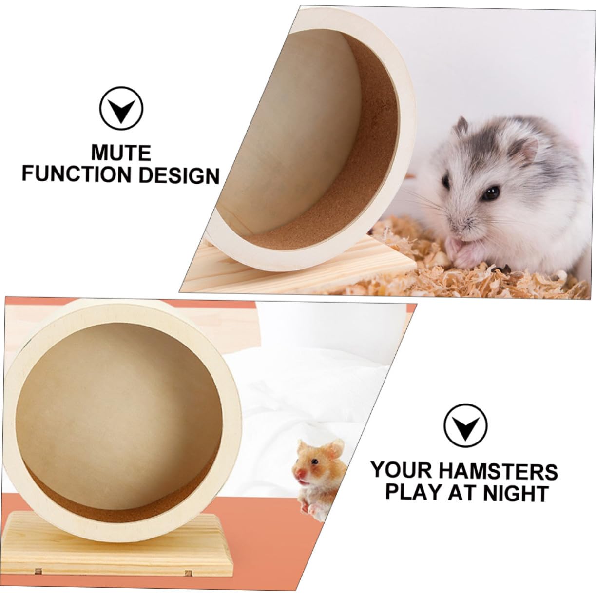 Ruota Corsa per Criceti in Legno Massiccio con Supporto Silenzioso Gioco Sportivo per Cincillà e Piccoli Animali Domestici Accessorio Fitness Notturno senza Rumore per Esercizio e