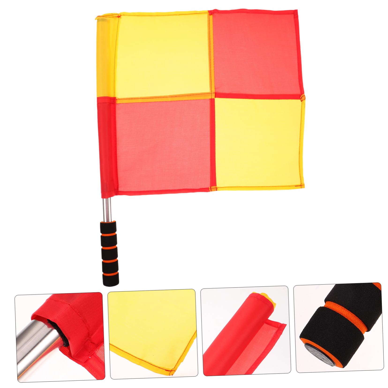 Sosoport Match Signal Flags Set 2pcs Stainless Steel Soccer Referee Flags Foam Handles for Sports Events Parties