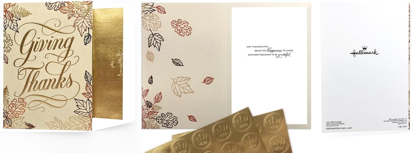 Hallmark Business Bulk 25 Pack Thanksgiving Cards for Customers & Clients (Giving Thanks), 5x7 Cards, Message Inside, Envelopes Included