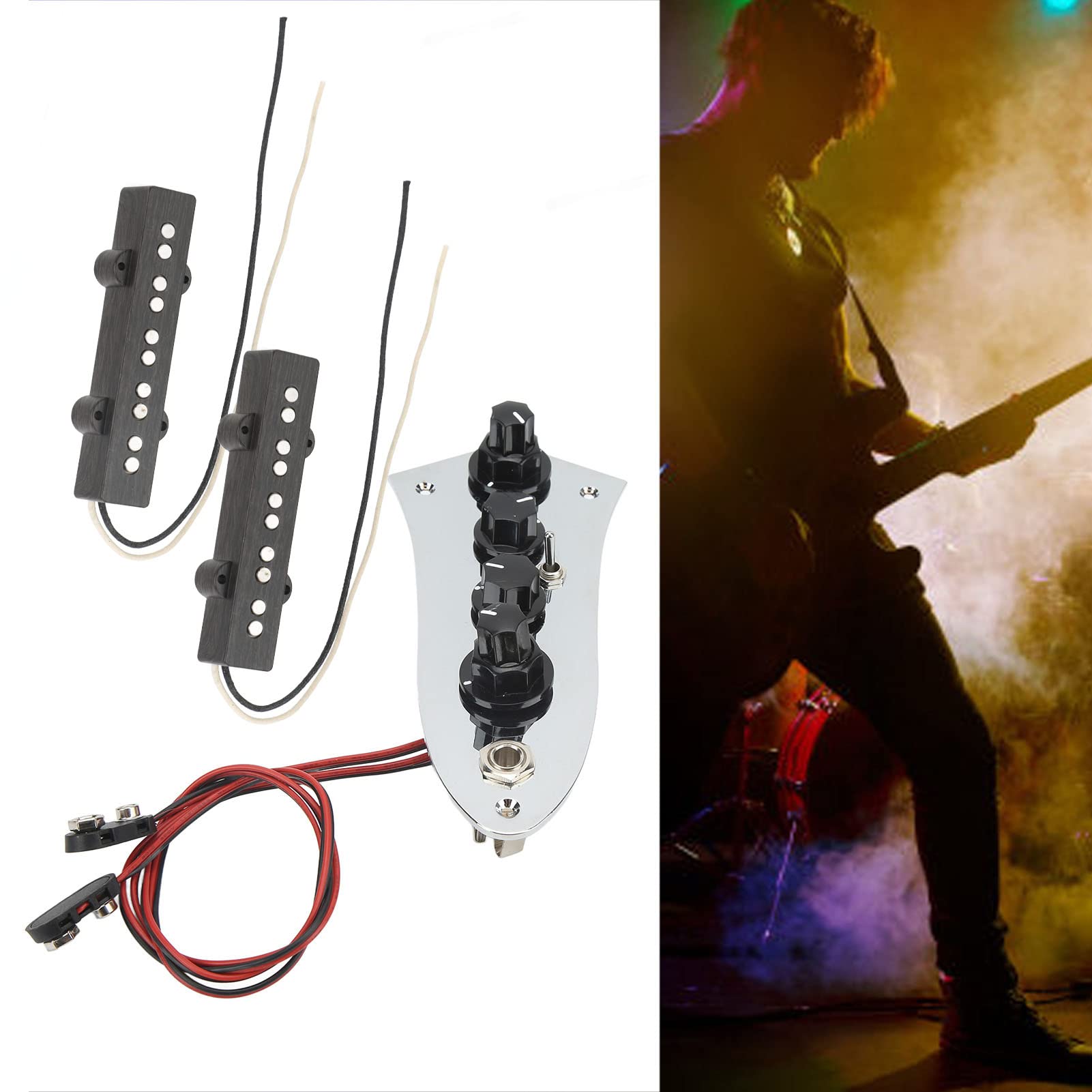 Generic ZESTAW PZETWORNIKOW Do GITARY BASOWEJ, Jazz Bass Pickup Standard Dobry Dekoracja Metal Plastik Do Wymiany