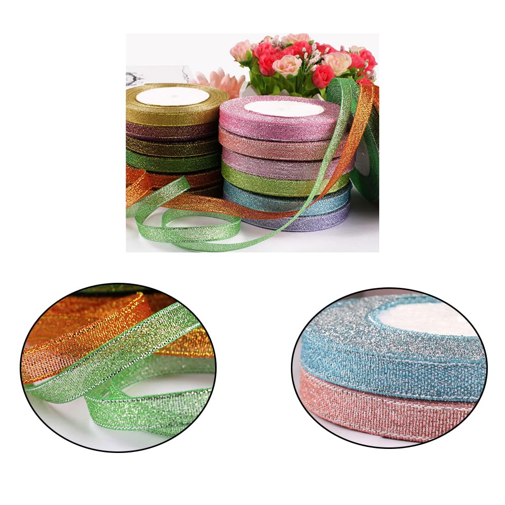 Cinta de 10 rollos de 1 cm x 22 m por ambos lados, brillante, textura sedosa, cinta de raso adecuada para ramo de flores, manualidades, cajas de regalo, accesorios para el pelo, vestidos