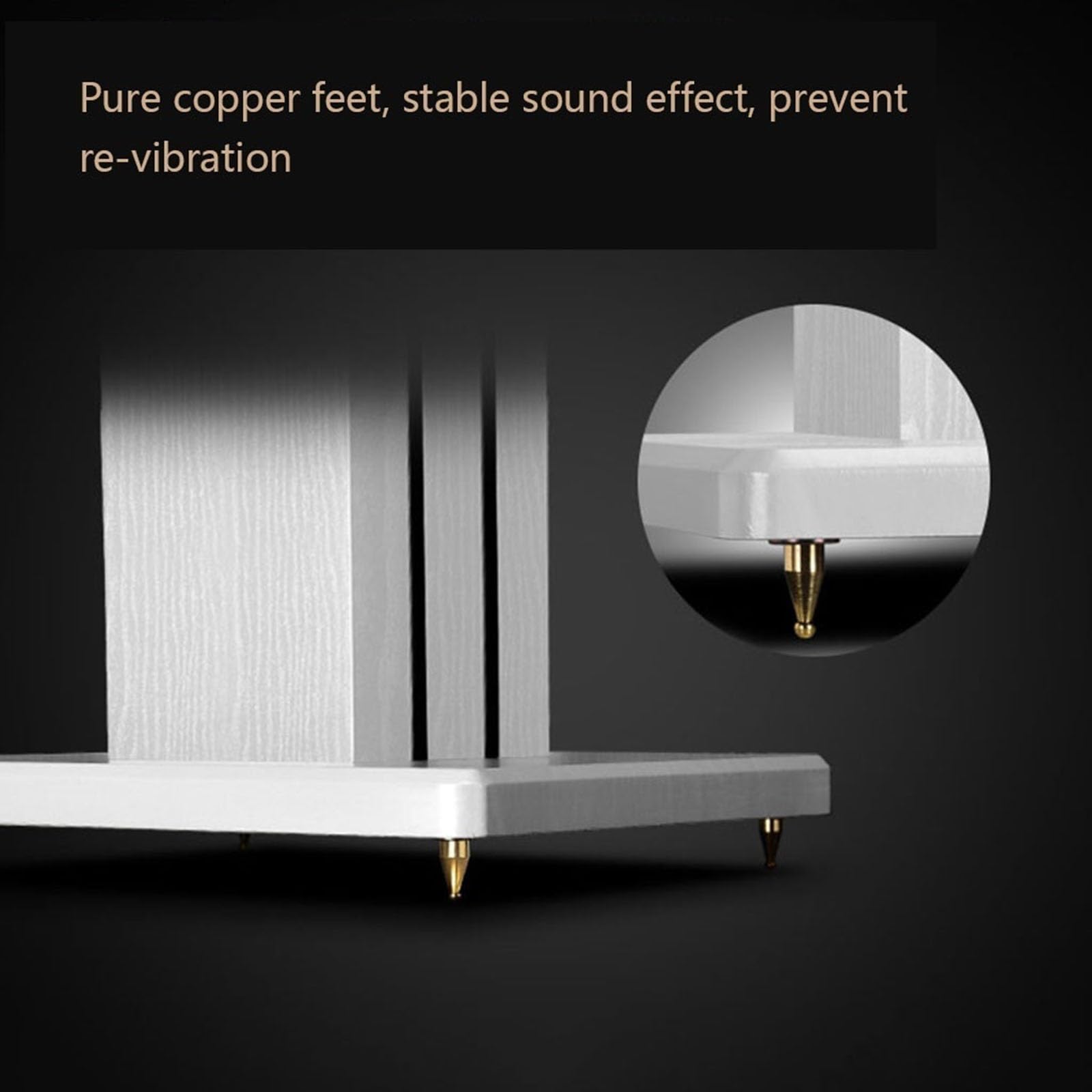 Soportes para Altavoces con Veta De Madera Par De Soportes Universales para Altavoces De Suelo De 15-90 Cm con Veta De Madera Resistentes Y con Sonido Envolvente(White-A,40cm/15.7 Inches)